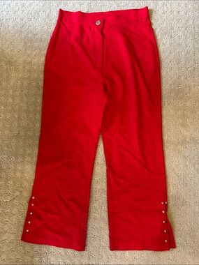 Kids Red Snap-Hem Stretch Pants